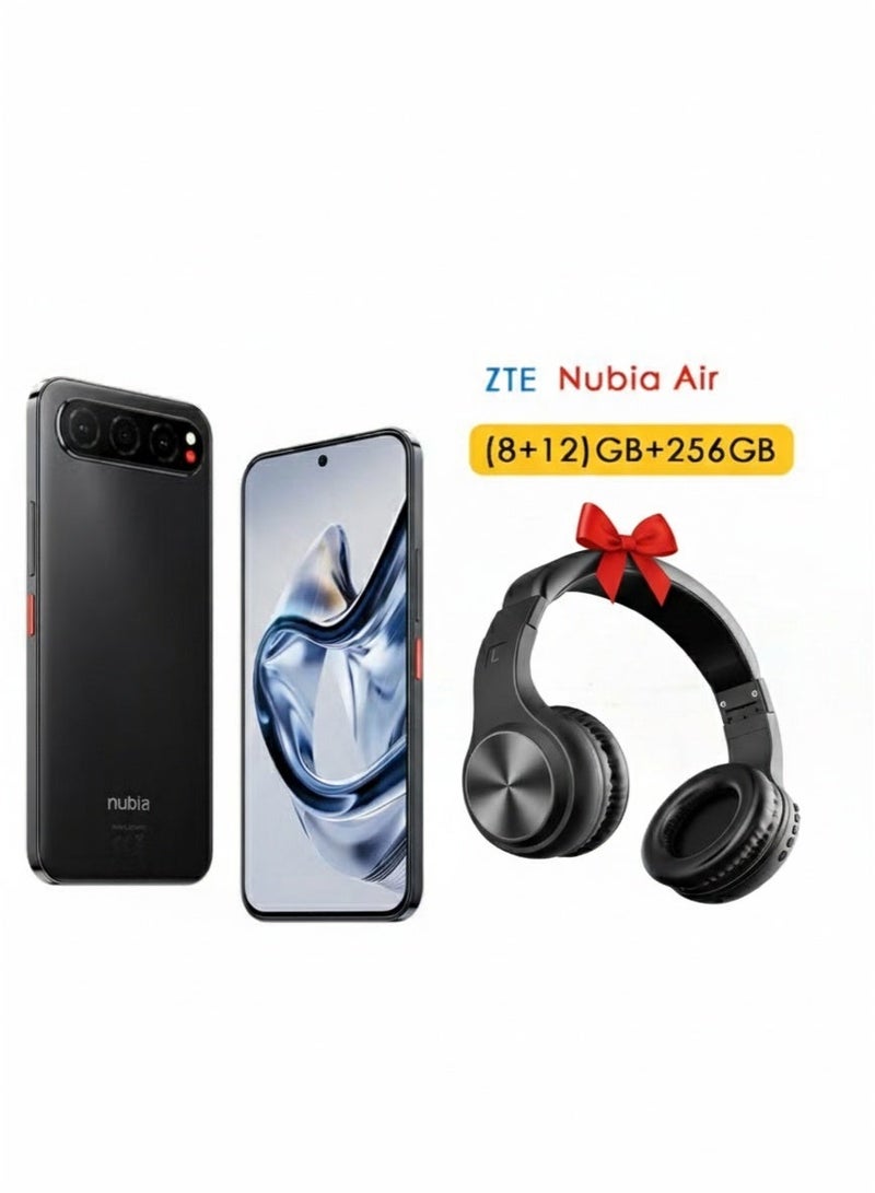 ZTE Mobile Nubia Air Ultra-Slim Dual SIM Titanium black  8GB+12GB RAM 256GB 5G - Middle East Version & Riversong Rhythm L EA33 Wireless & Wired Headphones – Bluetooth 5.0, 3.5mm Audio Cable, 500mAh Battery, Up to 10 Hours Playtime, High Quality Sound – Black Bundle - Image 1